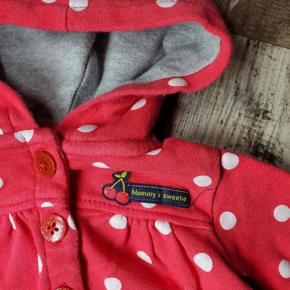 Carter's 100% Cotton Hooded Baby Girl's Pink and White Polka Dot Jacket Size 3M